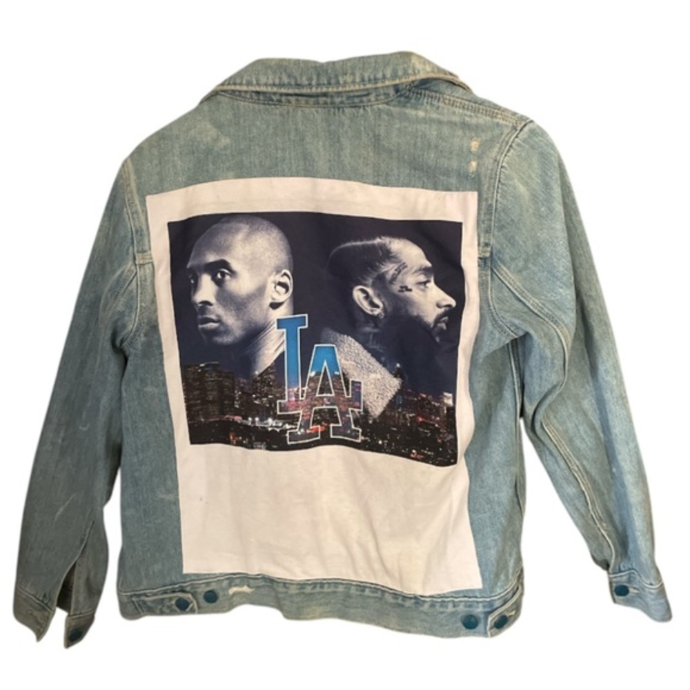 Custom Denim Jacket Nipsey Hussle & Kobe Bryant Tribute Unisex and One-of-a-Kind